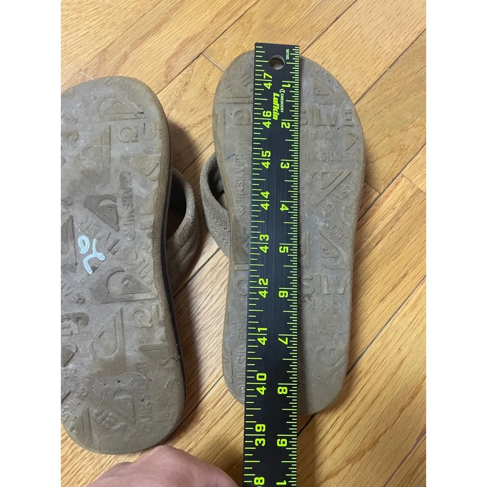 Quiksilver Kids Brown Tan Suede Strap Flip Flop Sandals Beach Thong Shoes